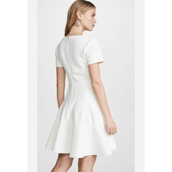 Rebecca Taylor White Knit Piqué A-Line Flutter Hem Dress  Sizes 6,8,14 NWT - Picture 2 of 11